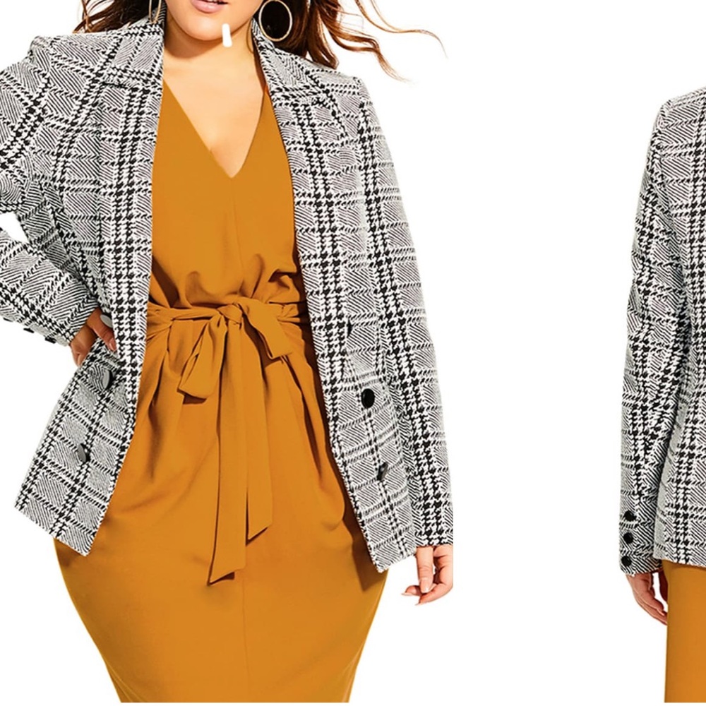 City Chic Oxford Check Blazer